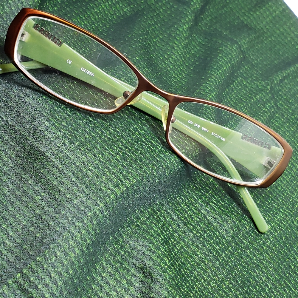 Guess glasses designer modern eye glasses green bronze brown copper tortoise